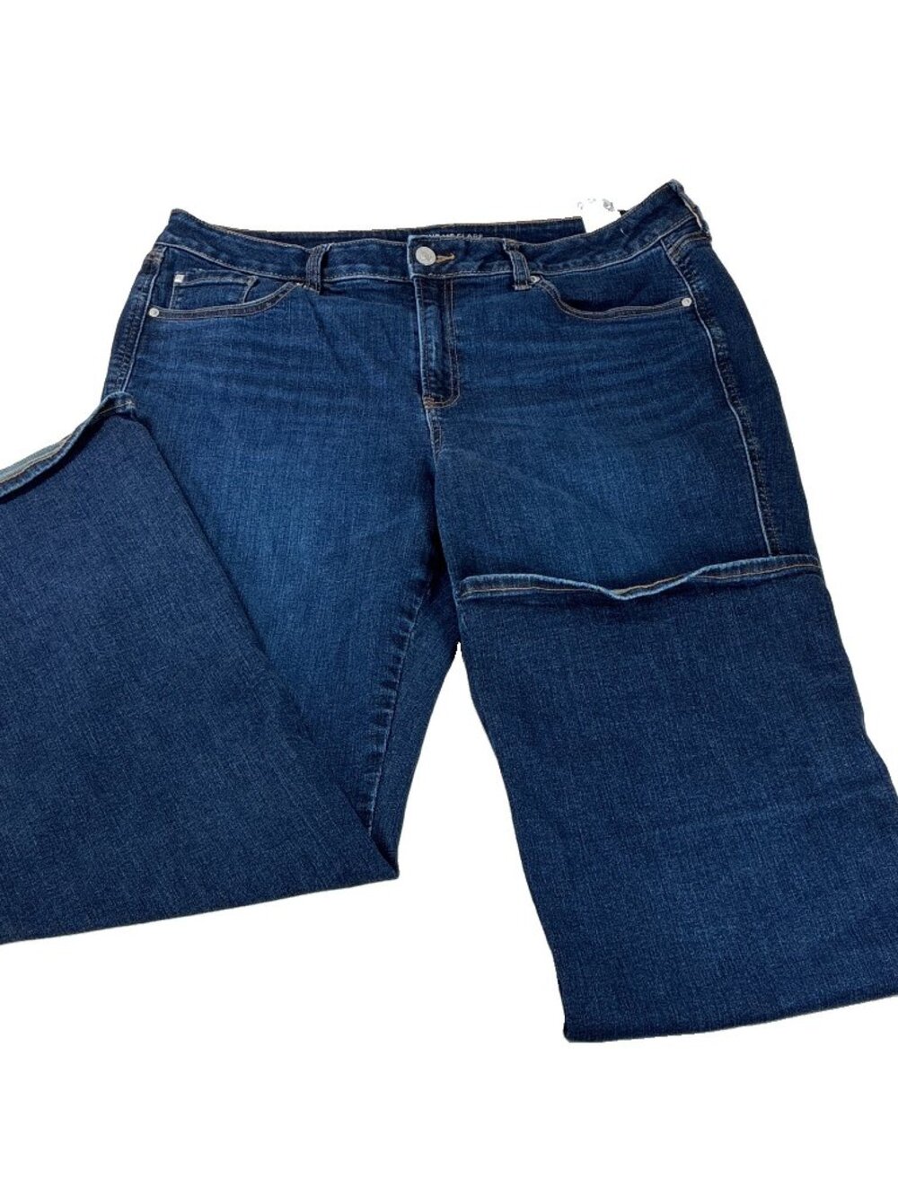 Chico's Define Me Flare Jeans Blue Denim Stretch Mid Rise 5-Pocket Sz 14